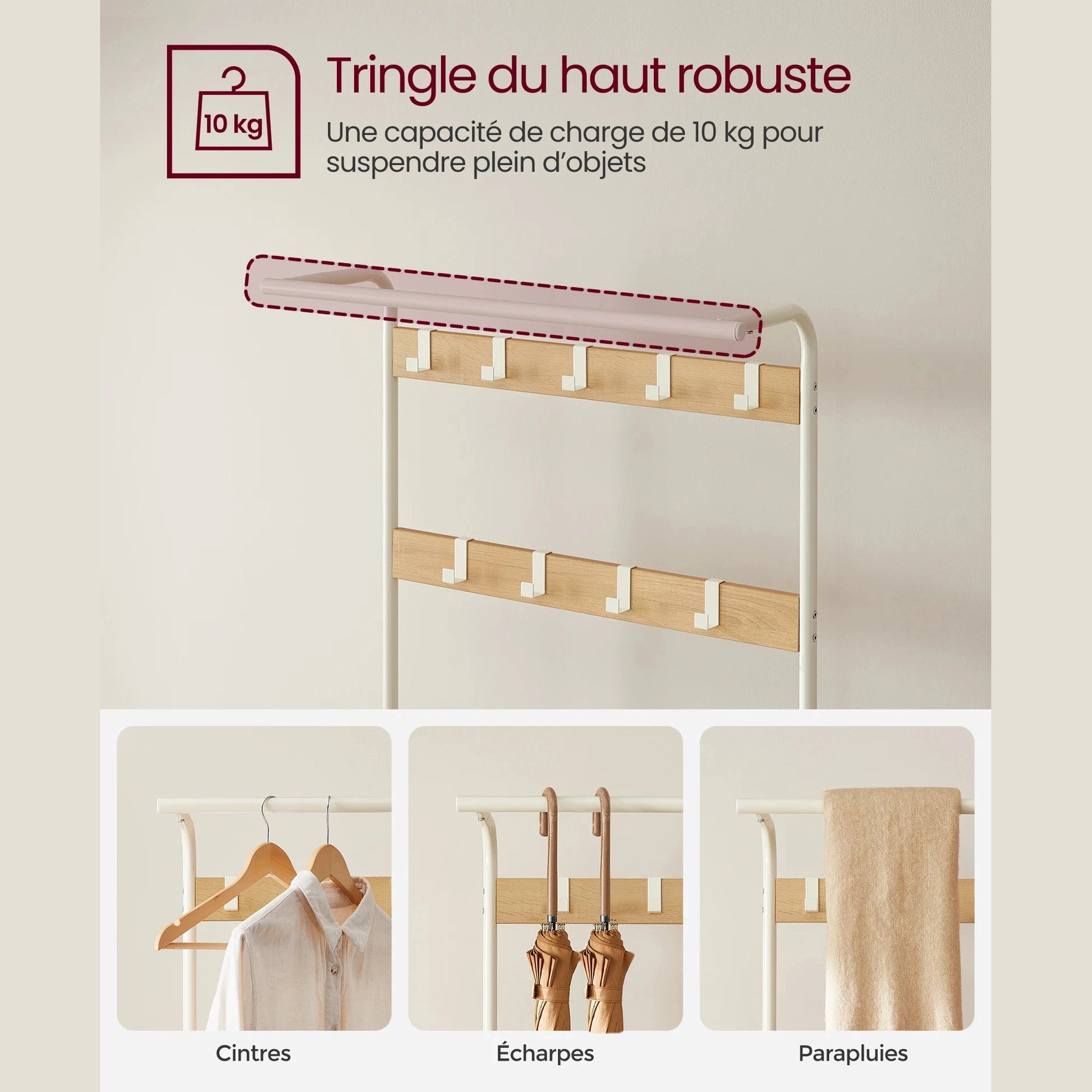 Porte manteau vestiaire avec étagères à chaussures 4 en 1