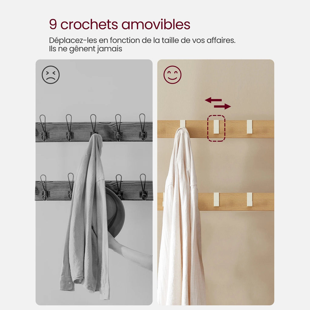 Porte manteau vestiaire avec étagères à chaussures 4 en 1