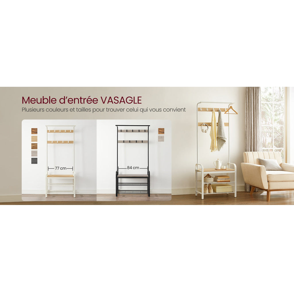 Porte manteau vestiaire avec étagères à chaussures 4 en 1