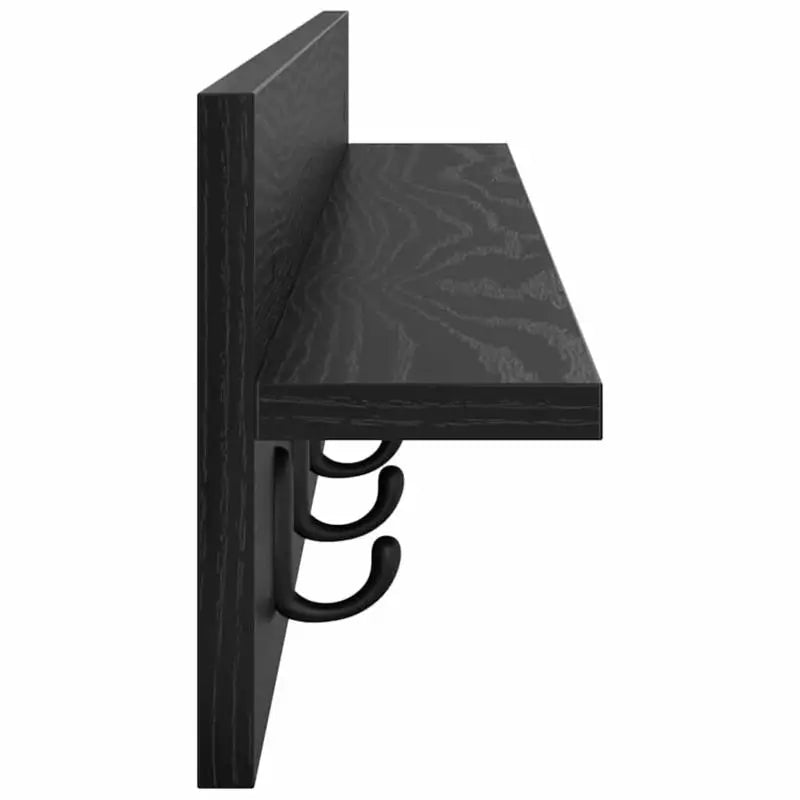 Porte manteau noir avec étagère mural finition chêne