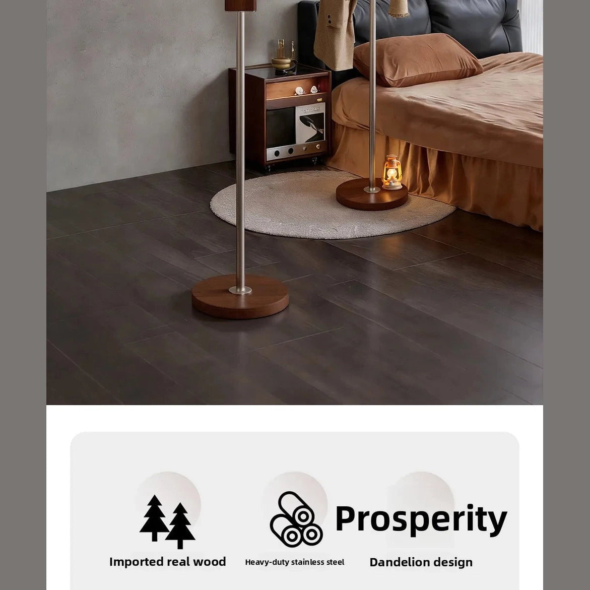 Porte-manteau design en bois massif et acier inoxydable
