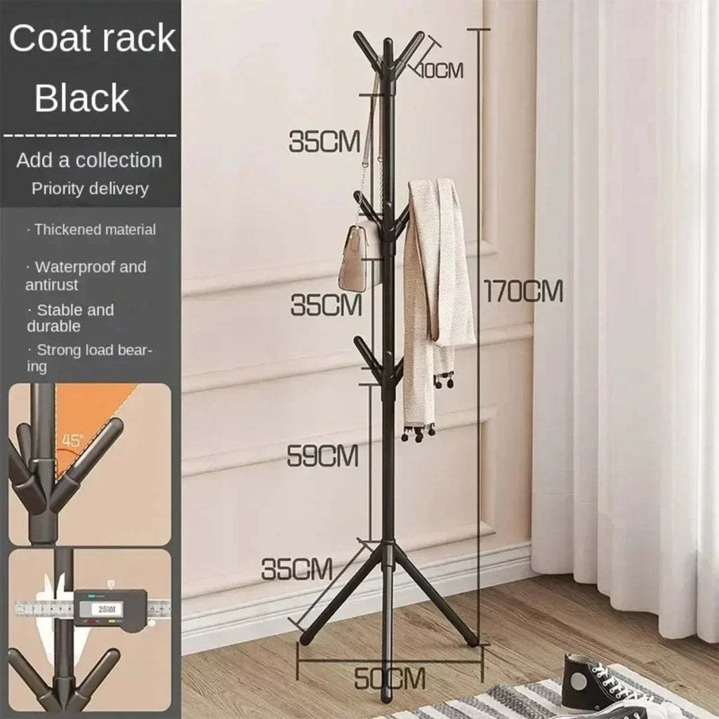 Porte manteau noir support en sol en forme de branche d'arbre