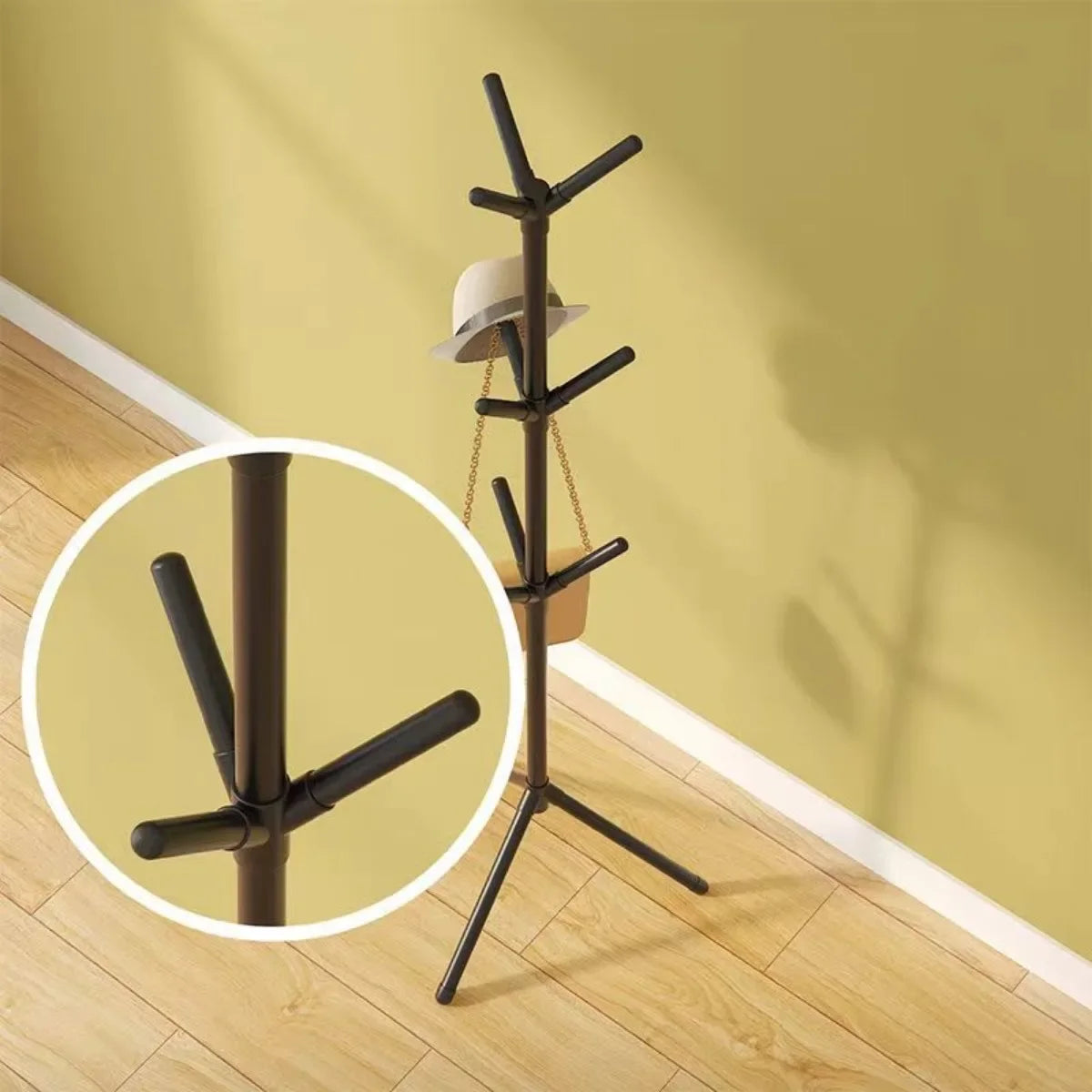 Porte manteau noir support en sol en forme de branche d'arbre