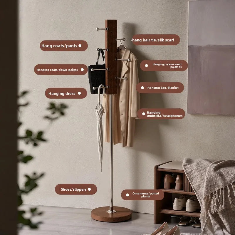 Porte-manteau design en bois massif et acier inoxydable
