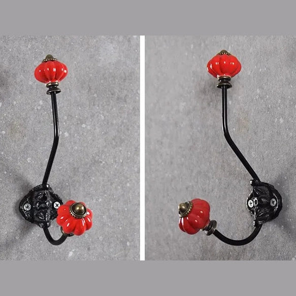 Porte manteau crochet en forme de citrouille en céramique