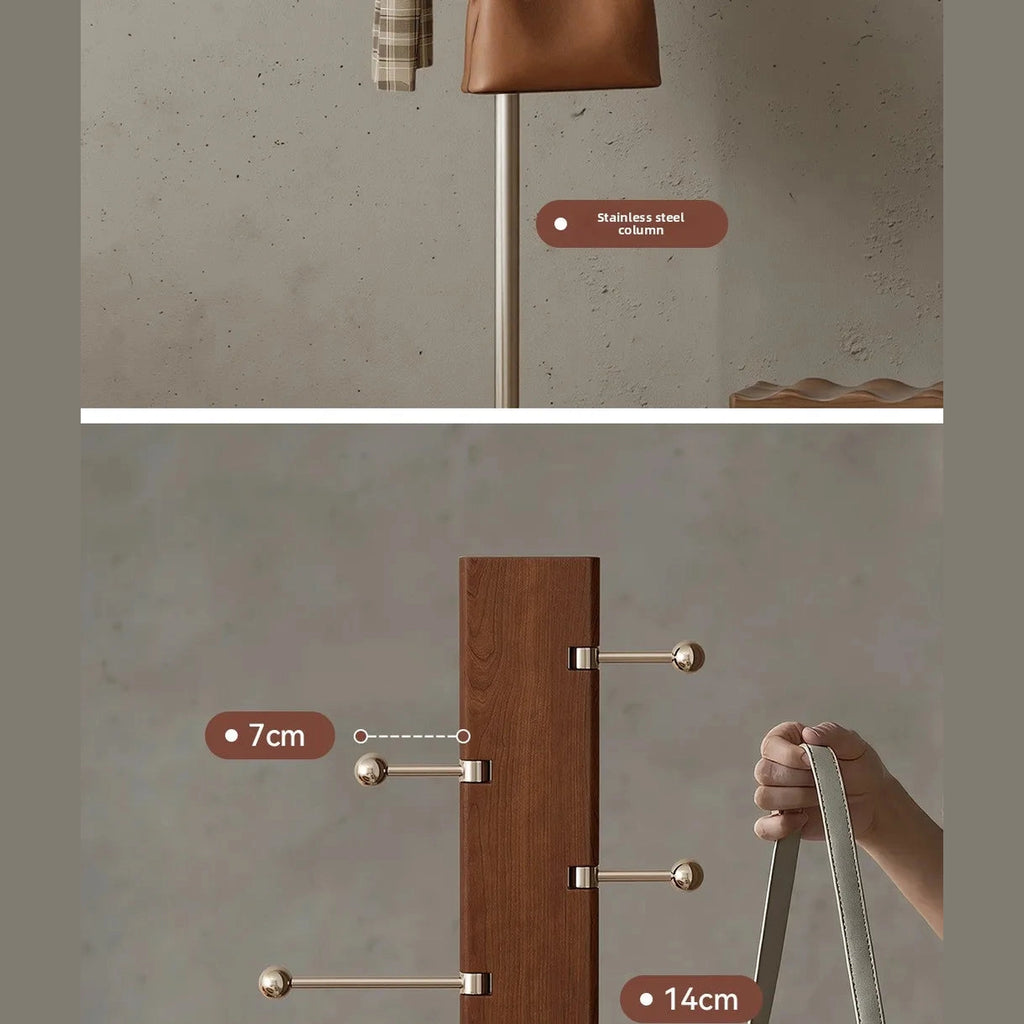 Porte-manteau design en bois massif et acier inoxydable
