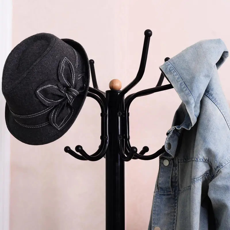 Porte manteau perroquet en métal moderne noir 12 crochets double arche