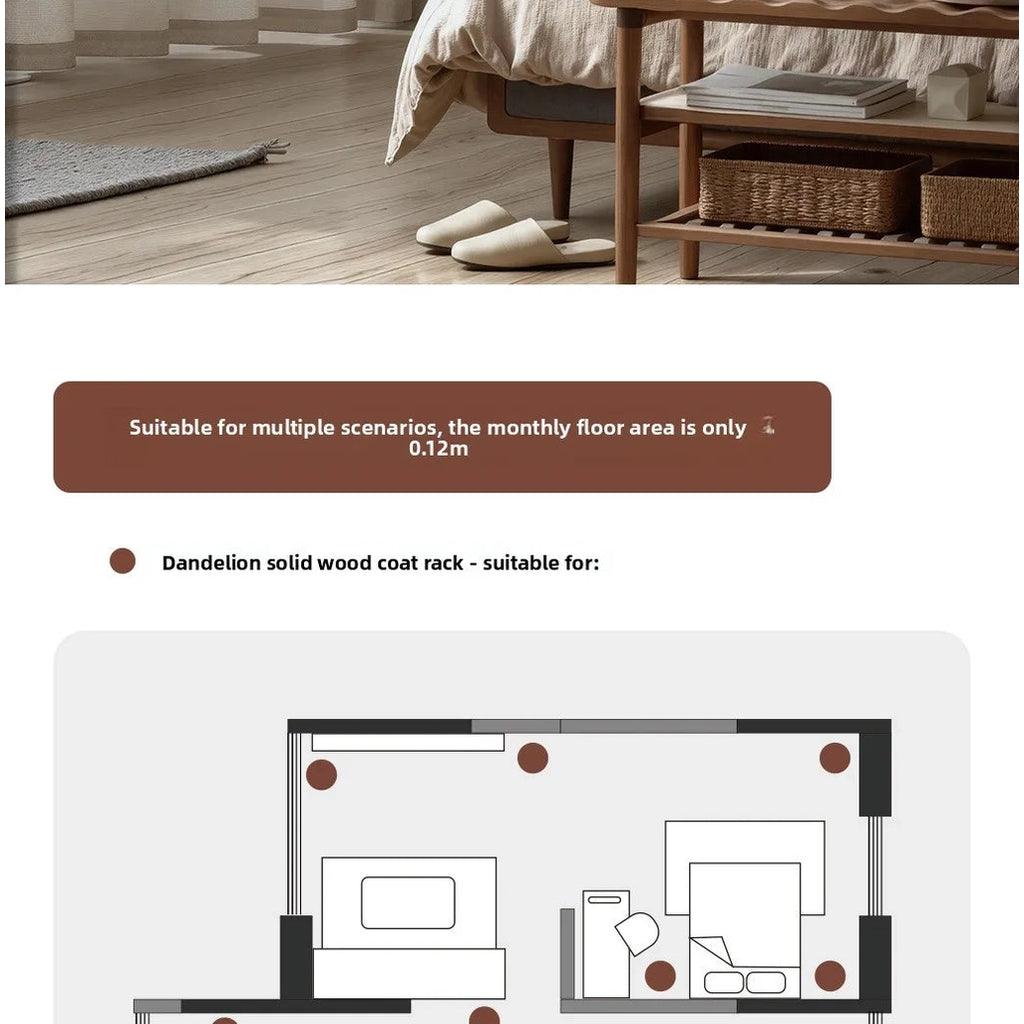 Porte-manteau design en bois massif et acier inoxydable