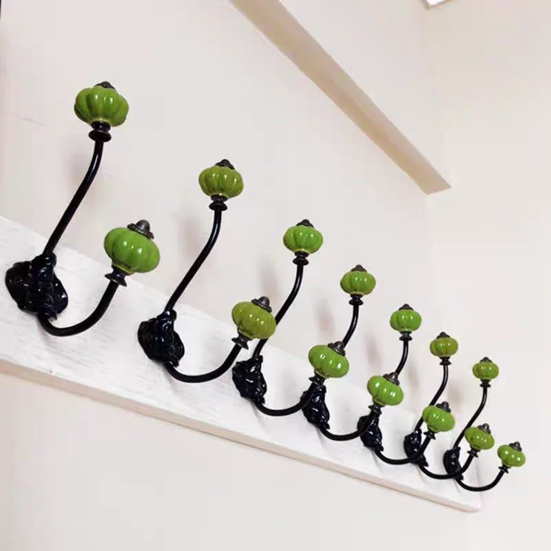 Porte manteau crochet en forme de citrouille en céramique