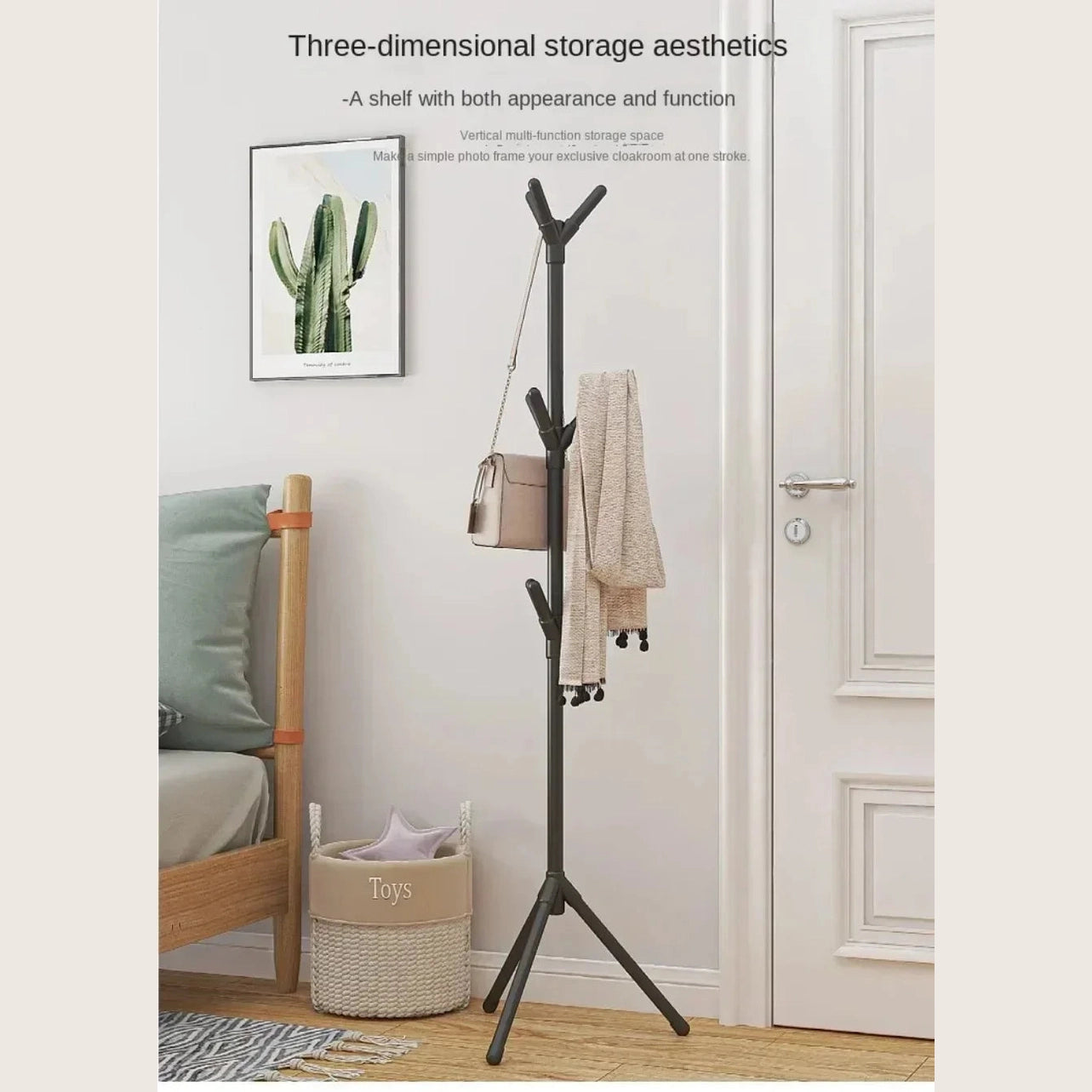Porte manteau noir support en sol en forme de branche d'arbre