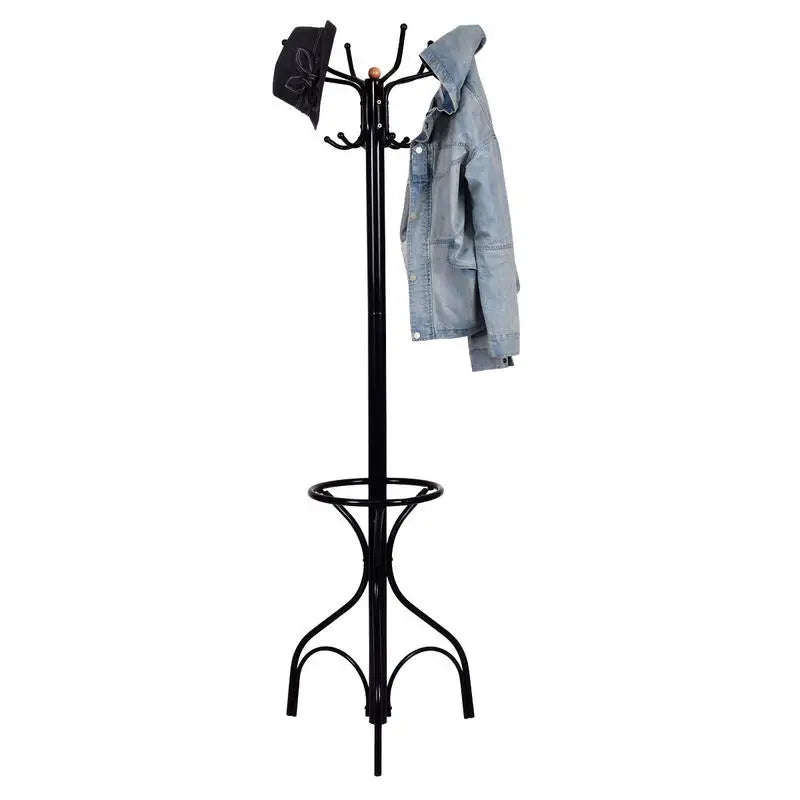 Porte manteau perroquet en métal moderne noir 12 crochets double arche