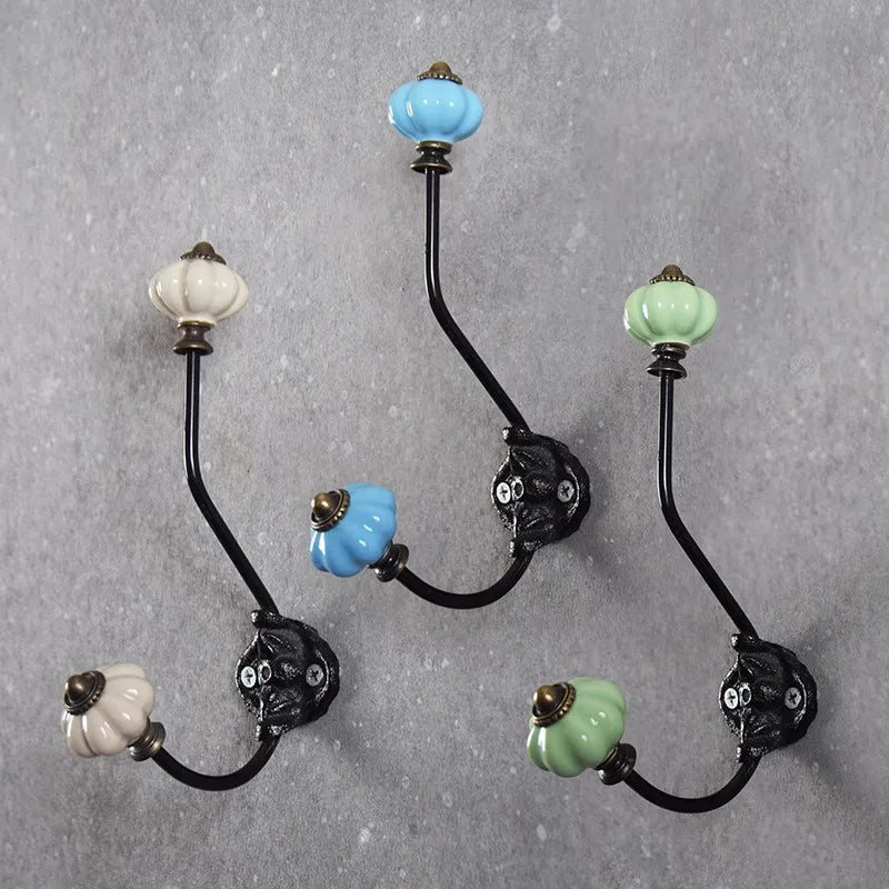 Porte manteau crochet en forme de citrouille en céramique