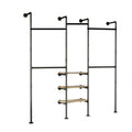 Porte manteau industriel mural LED – 3 étagères, tuyauterie métal, dressing
