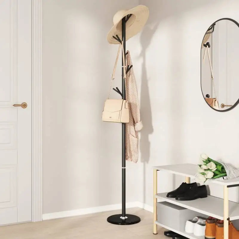 Porte-manteau noir 175 cm en fer thermolaqué
