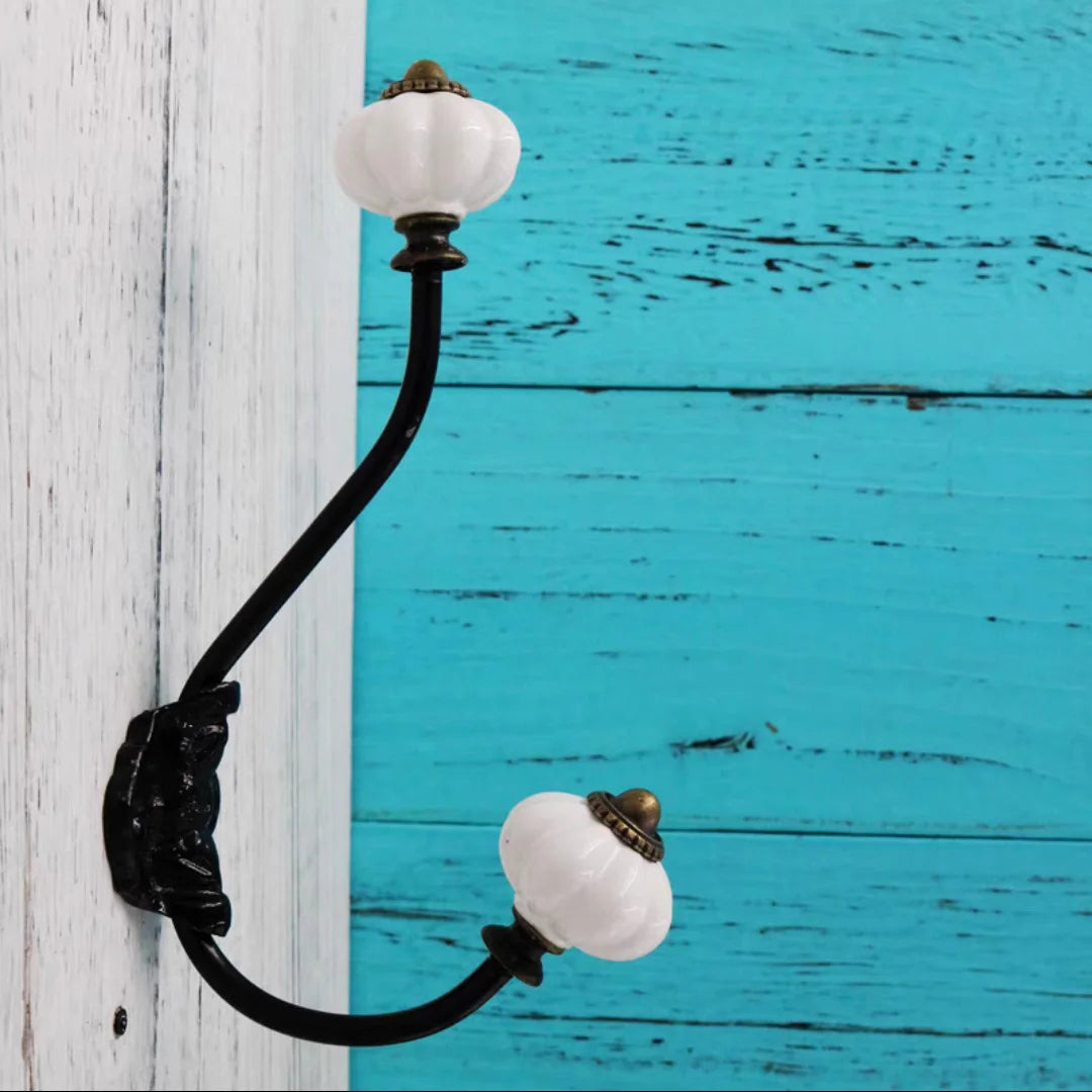Porte manteau crochet en forme de citrouille en céramique