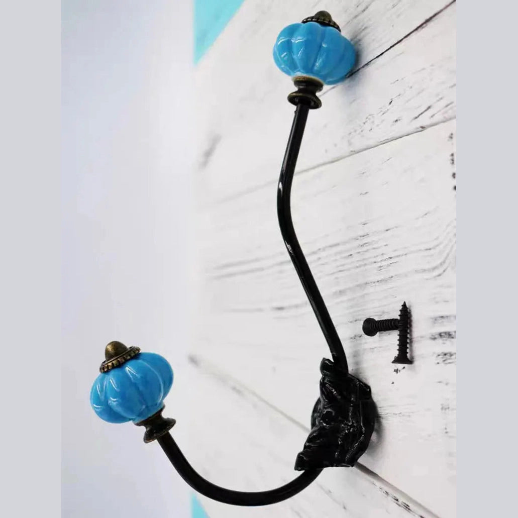 Porte manteau crochet en forme de citrouille en céramique