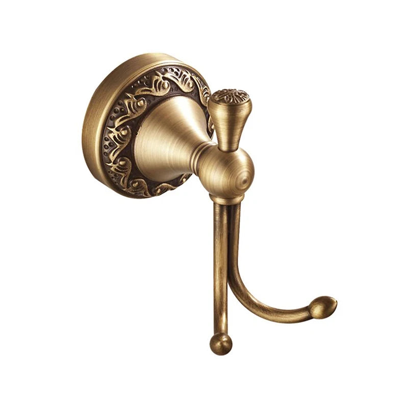 Porte manteau crochet double en laiton antique doré