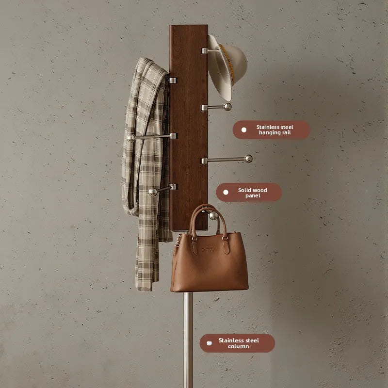 Porte-manteau design en bois massif et acier inoxydable
