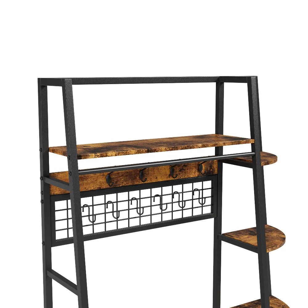 Porte manteau industriel avec étagères de style rétro marron