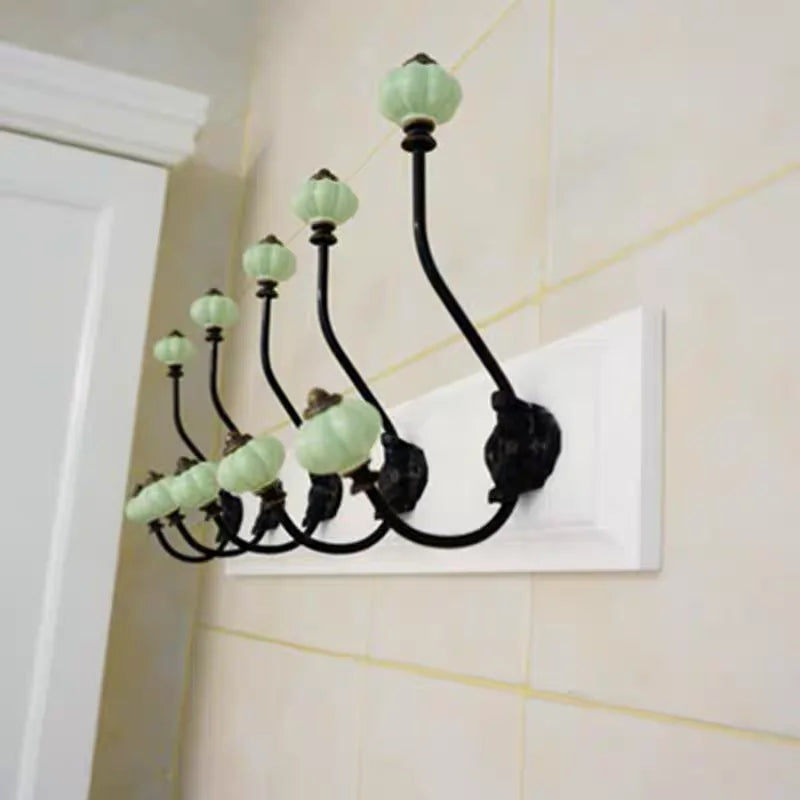 Porte manteau crochet en forme de citrouille en céramique