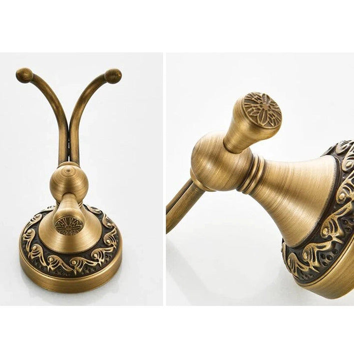 Porte manteau crochet double en laiton antique doré