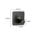 Single black adhesive wall hook with square backplate and matte finish