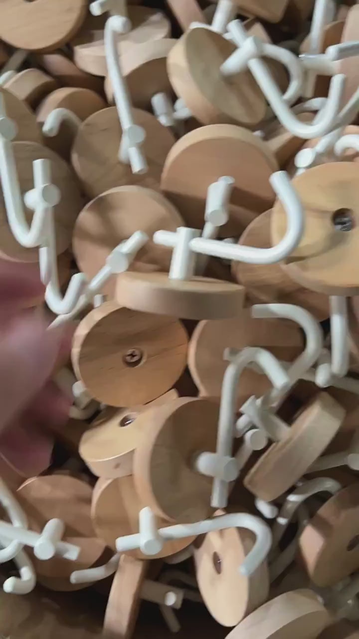 Porte manteau sans percer crochet auto adhésif simple en bois massif
